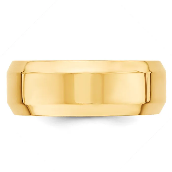 Solid 18K Yellow Gold 8mm Bevel Edge Comfort Fit MensWomens Wedding Band Ring Size 6 Goldia Rings Solid 18K Yellow Gold 8mm Bevel Edge Comfort Fit MensWomens Wedding Band Ring Size 6 Goldia Rings