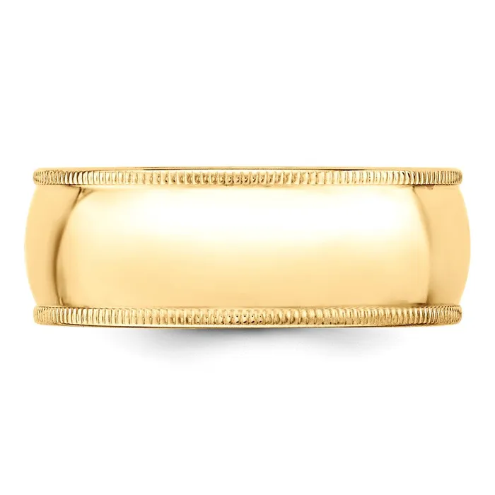 Solid 18K Yellow Gold 8mm Milgrain Half Round MensWomens Wedding Band Ring Size 135 Goldia Rings Solid 18K Yellow Gold 8mm Milgrain Half Round MensWomens Wedding Band Ring Size 135 Goldia Rings