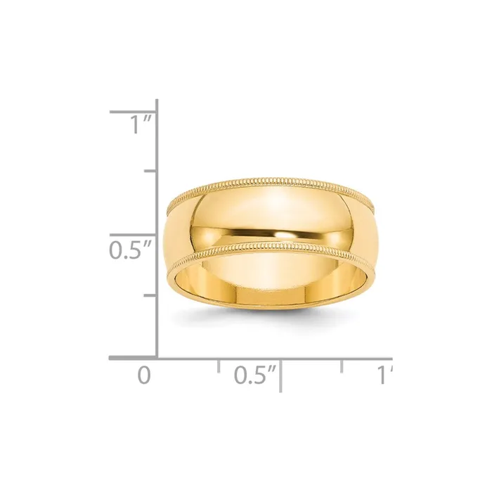 Solid 18K Yellow Gold 8mm Milgrain Half Round MensWomens Wedding Band Ring Size 135 Goldia Rings Solid 18K Yellow Gold 8mm Milgrain Half Round MensWomens Wedding Band Ring Size 135 Goldia Rings