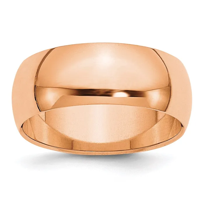 Solid 18K Yellow Gold Rose Gold 8mm HalfRound Wedding MensWomens Wedding Band Ring Size 11 Goldia Rings Solid 18K Yellow Gold Rose Gold 8mm HalfRound Wedding MensWomens Wedding Band Ring Size 11 Goldia Rings