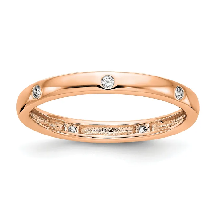 Solid Real 14k Rose Gold 110CT Polished Bezel Set CZ Eternity Wedding Band Ring Goldia Rings Solid Real 14k Rose Gold 110CT Polished Bezel Set CZ Eternity Wedding Band Ring Goldia Rings