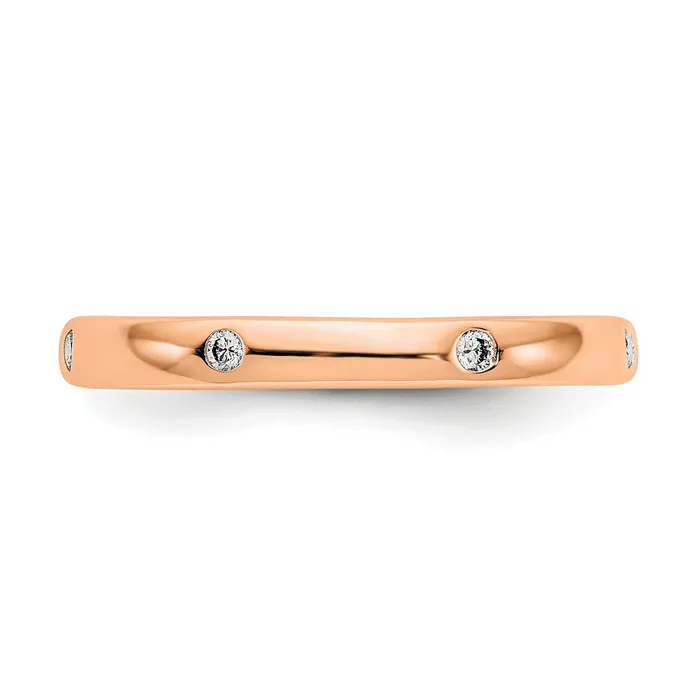 Solid Real 14k Rose Gold 110CT Polished Bezel Set CZ Eternity Wedding Band Ring Goldia Rings
