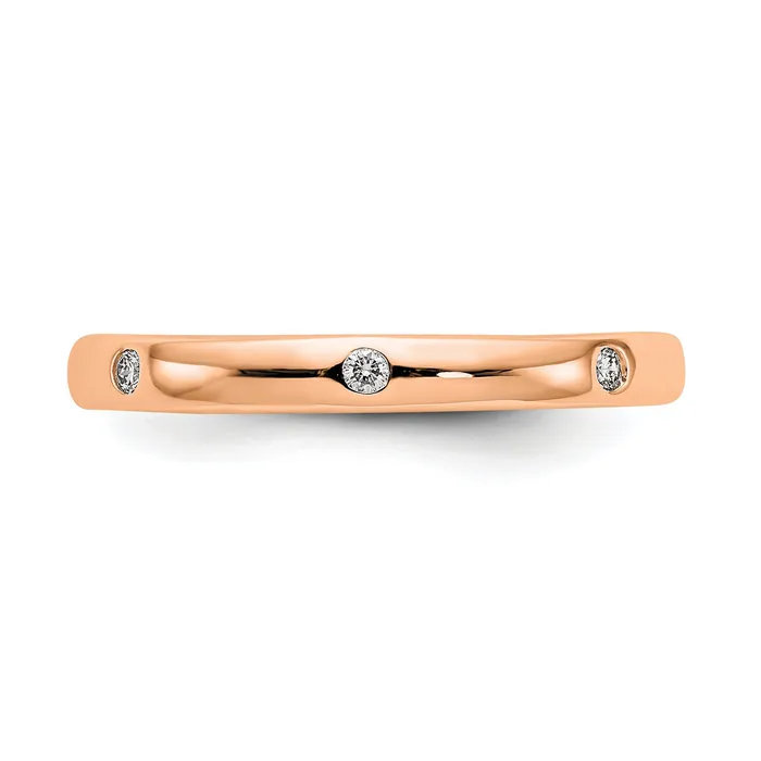 Solid Real 14k Rose Gold 110CT Polished Bezel Set CZ Eternity Wedding Band Ring Goldia Rings