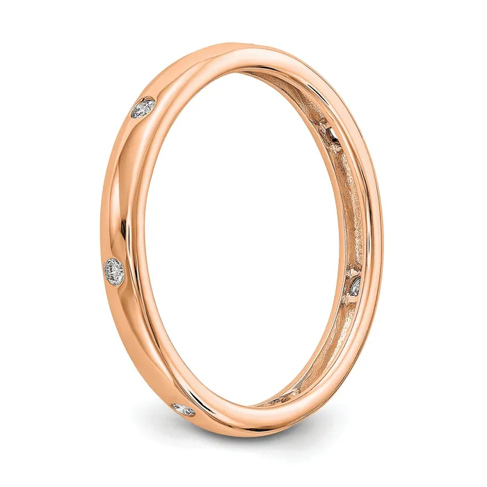 Solid Real 14k Rose Gold 110CT Polished Bezel Set CZ Eternity Wedding Band Ring Goldia Rings