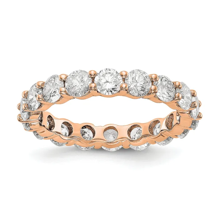 Solid Real 14k Rose Gold Polished Shared Prong 3ct CZ Eternity Wedding Band Ring Goldia Rings Solid Real 14k Rose Gold Polished Shared Prong 3ct CZ Eternity Wedding Band Ring Goldia Rings