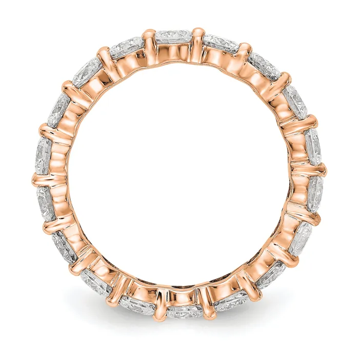 Solid Real 14k Rose Gold Polished Shared Prong 3ct CZ Eternity Wedding Band Ring Goldia Rings