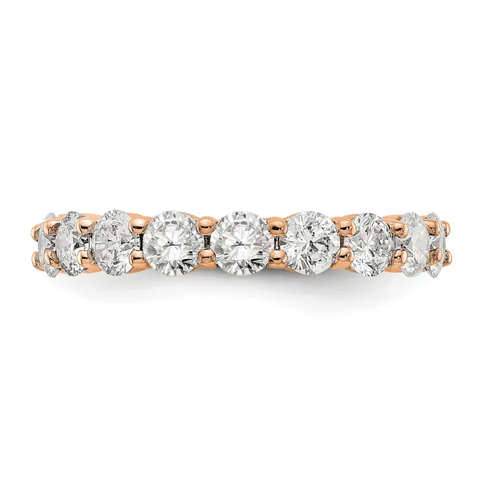 Solid Real 14k Rose Gold Polished Shared Prong 3ct CZ Eternity Wedding Band Ring Goldia Rings