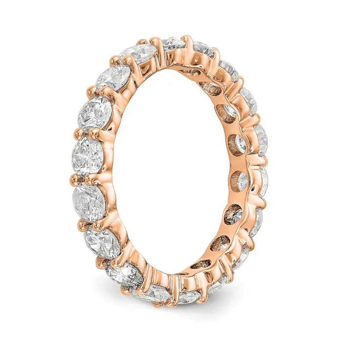 Solid Real 14k Rose Gold Polished Shared Prong 3ct CZ Eternity Wedding Band Ring Goldia Rings