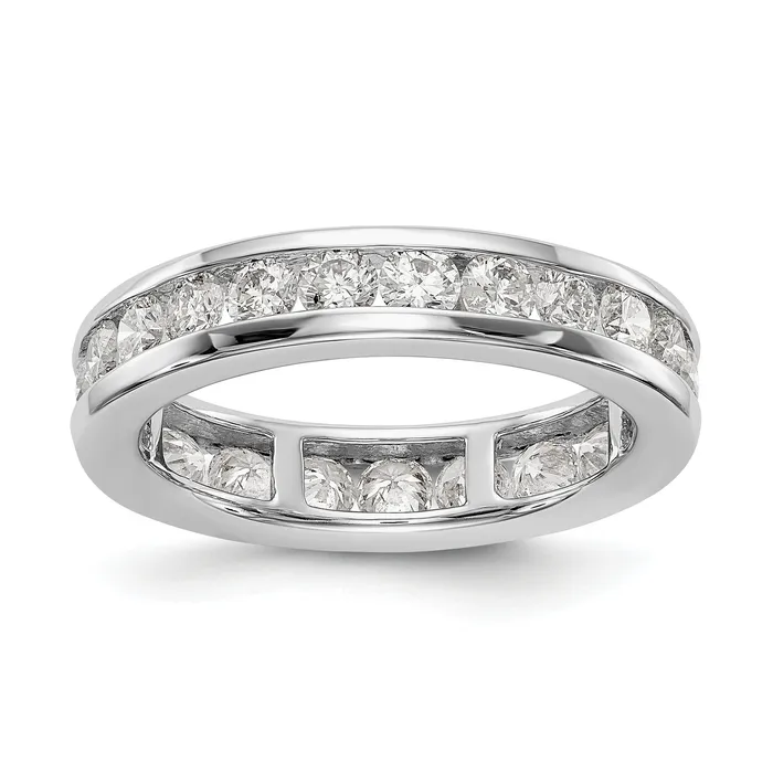Solid Real 14k White Gold Polished 2ct Channel Set CZ Eternity Wedding Band Ring Goldia Rings