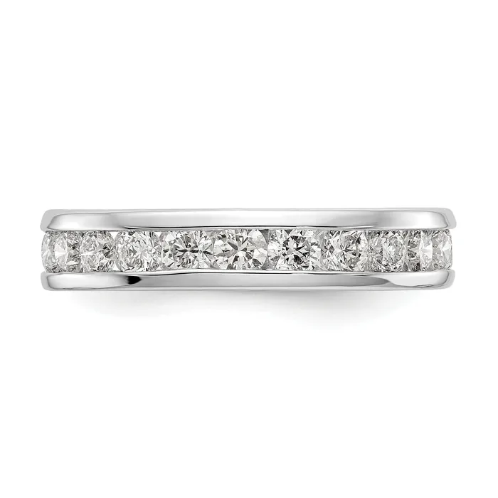 Solid Real 14k White Gold Polished 2ct Channel Set CZ Eternity Wedding Band Ring Goldia Rings
