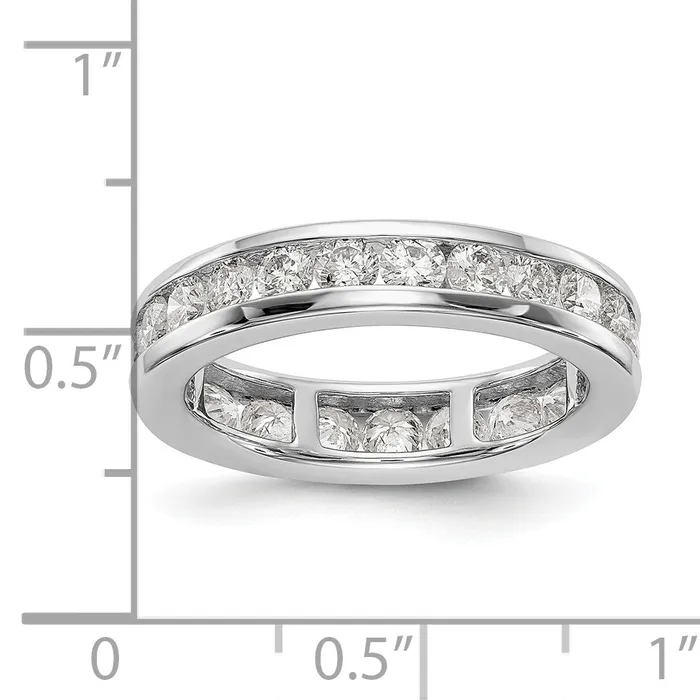 Solid Real 14k White Gold Polished 2ct Channel Set CZ Eternity Wedding Band Ring Goldia Rings