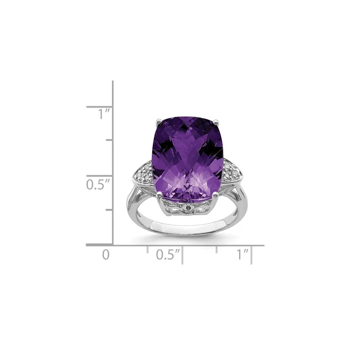 Sterling Silver 14K White Gold Plated CheckerCut Amethyst u0026 Diamond Gemstone Birthstone Ring Fine Jewelry Gift for Her Goldia Rings Sterling Silver 14K White Gold Plated CheckerCut Amethyst u0026 Diamond Gemstone Birthstone Ring Fine Jewelry Gift for Her Goldia Rings