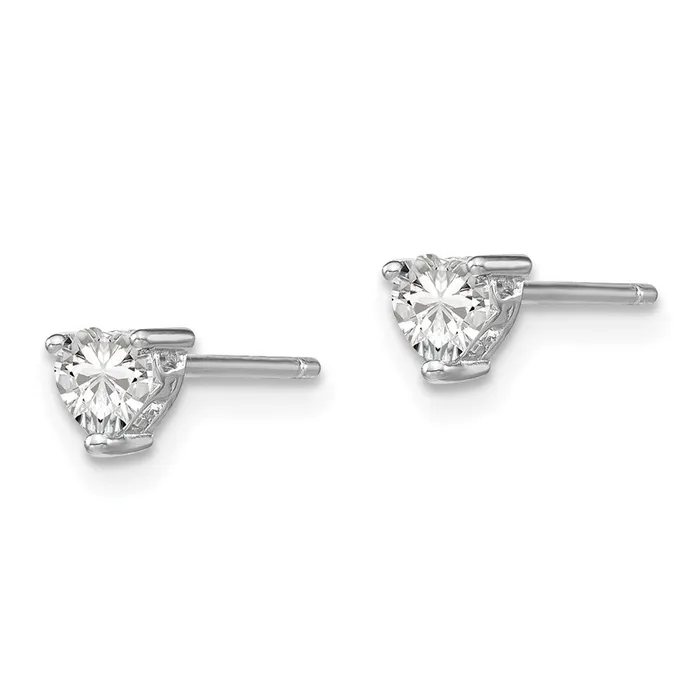 Sterling Silver 4mm Heart White Topaz Post Earrings Goldia Earrings
