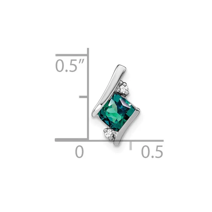 Sterling Silver Antique Cushion Cr Alexandrite and Real Diamond Pendant Goldia Necklaces