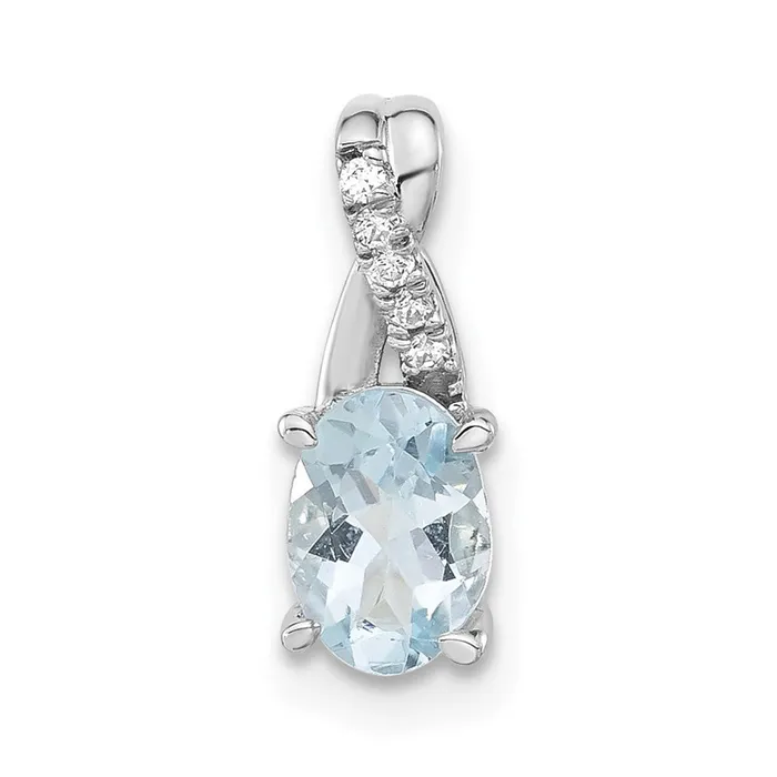 Sterling Silver Aqua CZ Fashion Pendant Goldia Necklaces