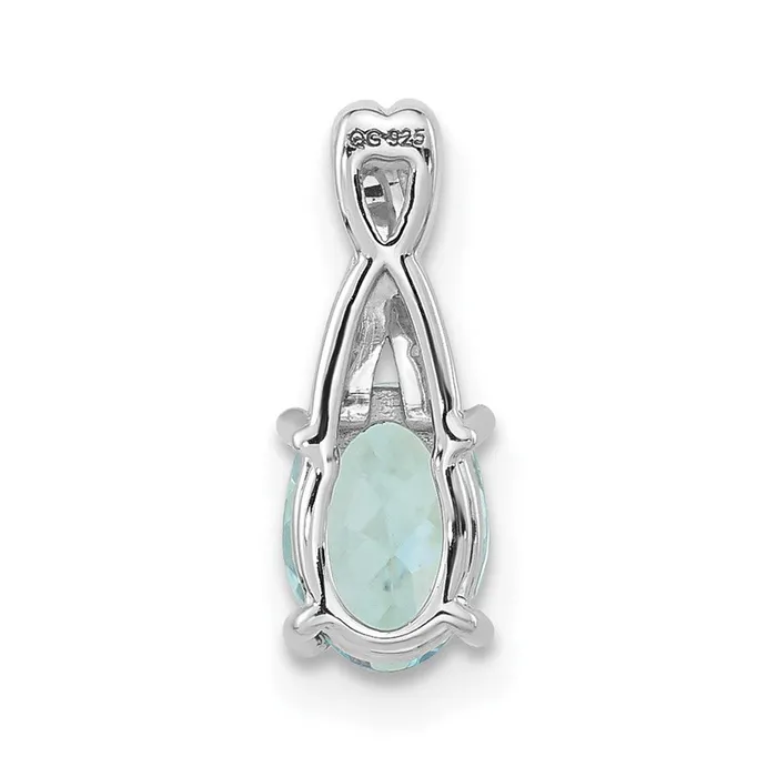 Sterling Silver Aqua CZ Fashion Pendant Goldia Necklaces