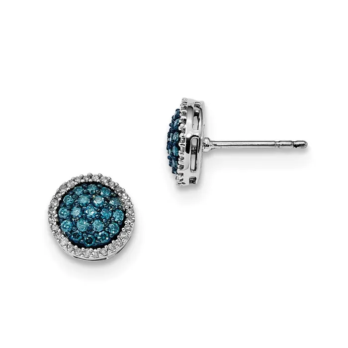 Sterling Silver Blue and White Diamond Earrings Goldia Earrings