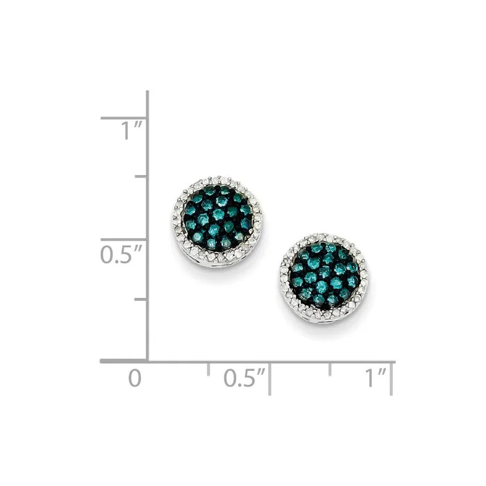 Sterling Silver Blue and White Diamond Earrings Goldia Earrings