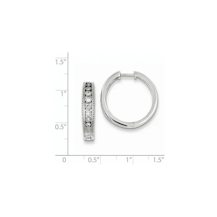Sterling Silver Diamond Hinged Hooped Earrings Goldia Earrings