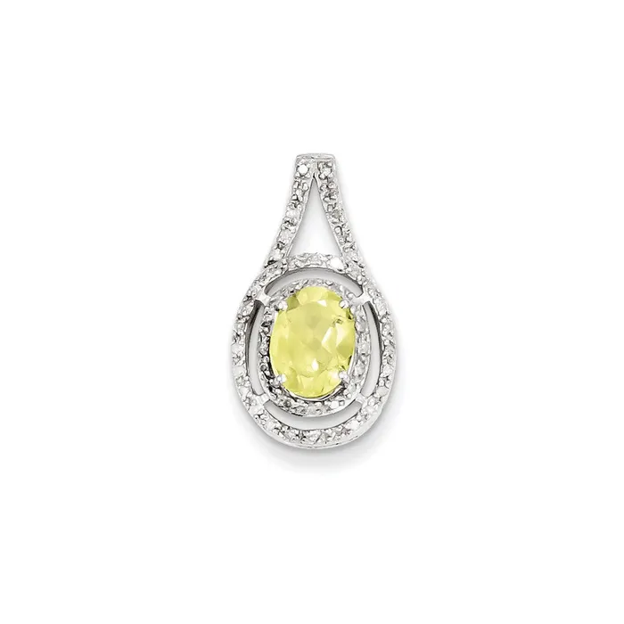 Sterling Silver Diamond u0026 Lemon Quartz Oval Pendant Goldia Necklaces
