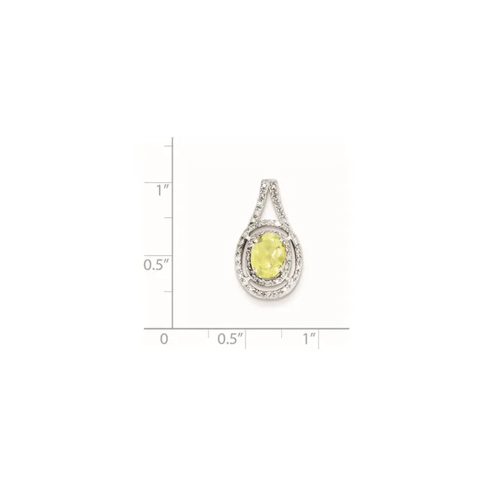Sterling Silver Diamond u0026 Lemon Quartz Oval Pendant Goldia Necklaces