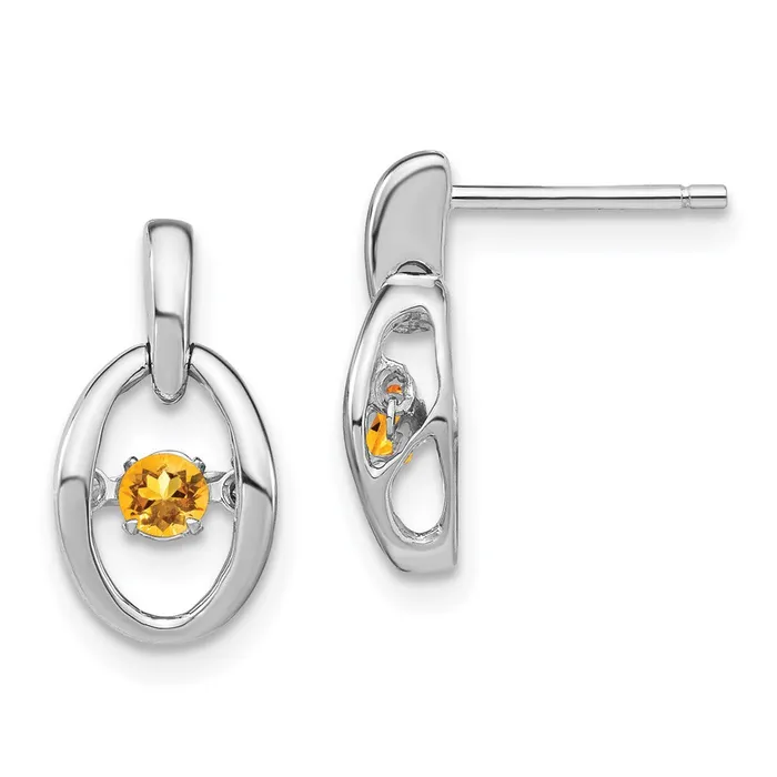 Sterling Silver Rhodium Citrine Birthstone Vibrant Earrings Goldia Earrings