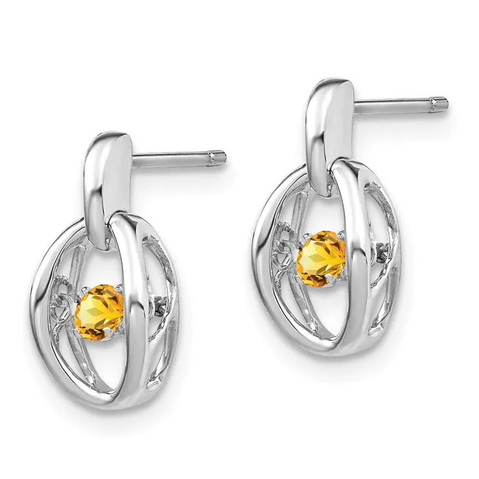 Sterling Silver Rhodium Citrine Birthstone Vibrant Earrings Goldia Earrings
