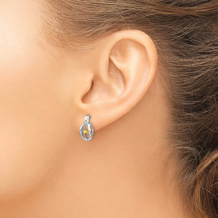 Sterling Silver Rhodium Citrine Birthstone Vibrant Earrings Goldia Earrings