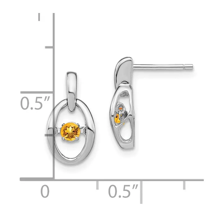 Sterling Silver Rhodium Citrine Birthstone Vibrant Earrings Goldia Earrings