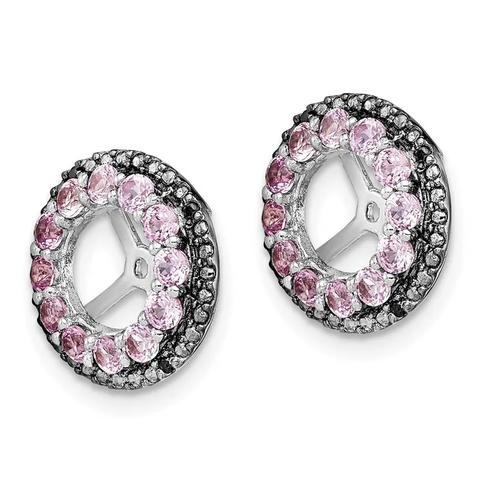 Sterling Silver Rhodium Crted Pink Sapphire u0026 Black Sapphire Earring Jacket Goldia Earrings