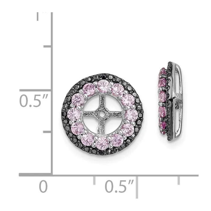 Sterling Silver Rhodium Crted Pink Sapphire u0026 Black Sapphire Earring Jacket Goldia Earrings