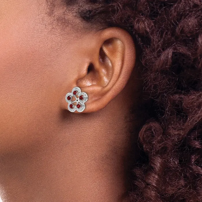Sterling Silver Rhodium Diamond u0026 Garnet Earring Jacket Goldia Earrings