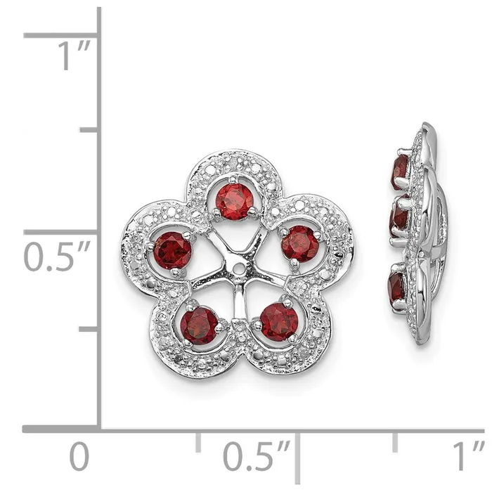 Sterling Silver Rhodium Diamond u0026 Garnet Earring Jacket Goldia Earrings