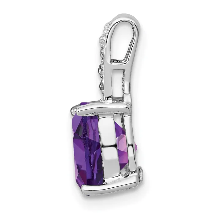 Sterling Silver Rhodium Plated Amethyst and Diamond Pendant Goldia Necklaces