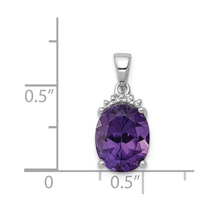 Sterling Silver Rhodium Plated Amethyst and Diamond Pendant Goldia Necklaces