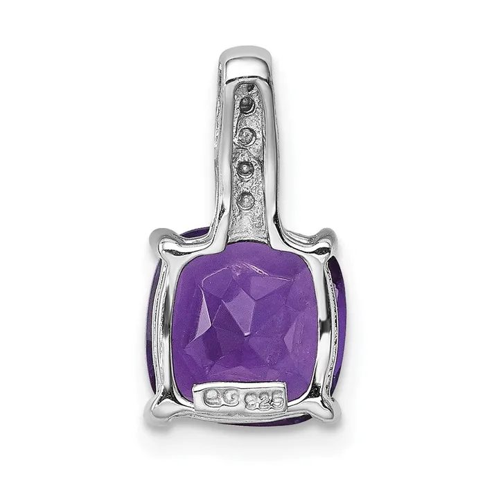 Sterling Silver Rhodium Plated Amethyst and Diamond Pendant Goldia Necklaces