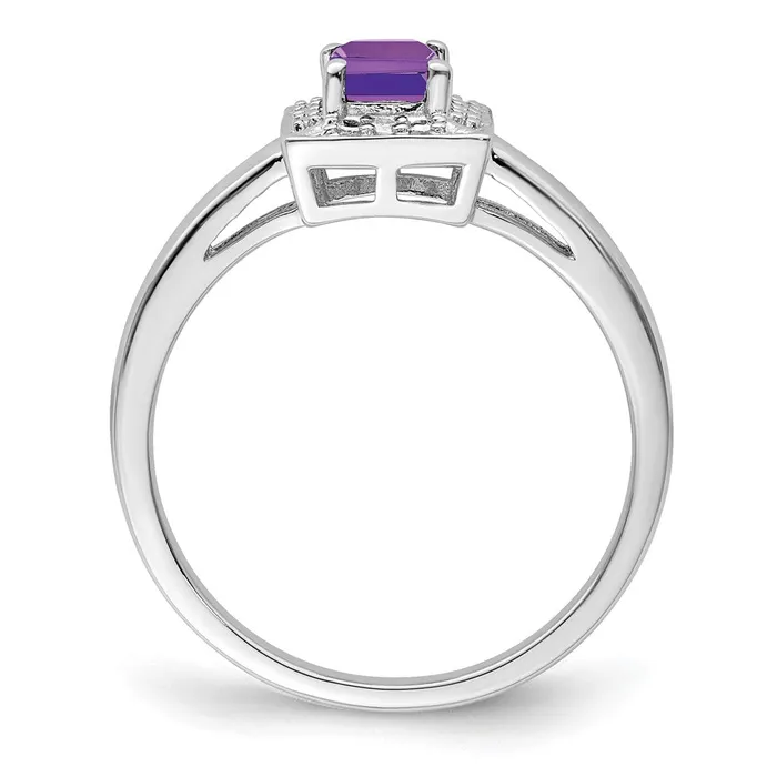 Sterling Silver Rhodiumplated Amethyst Diamond Ring Goldia Rings