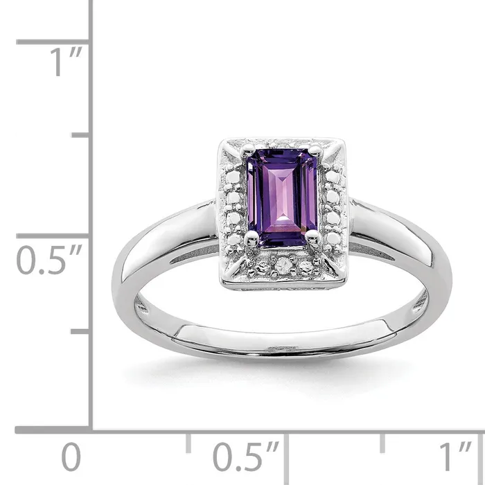 Sterling Silver Rhodiumplated Amethyst Diamond Ring Goldia Rings