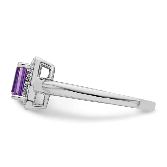 Sterling Silver Rhodiumplated Amethyst Diamond Ring Goldia Rings