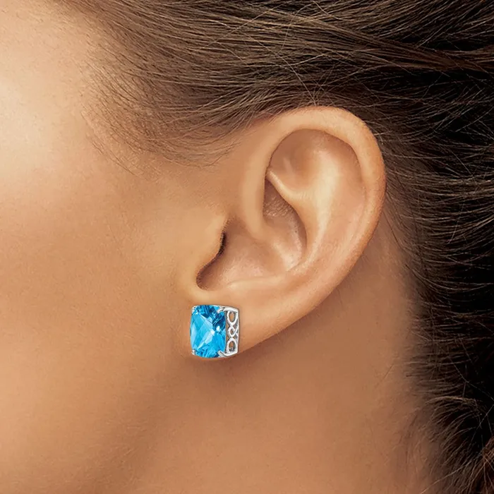 Sterling Silver Rhodiumplated Blue Topaz Earrings Goldia Earrings