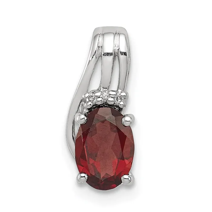 Sterling Silver Rhodium Plated Diamond u0026 Garnet Oval Pendant Goldia Necklaces Sterling Silver Rhodium Plated Diamond u0026 Garnet Oval Pendant Goldia Necklaces