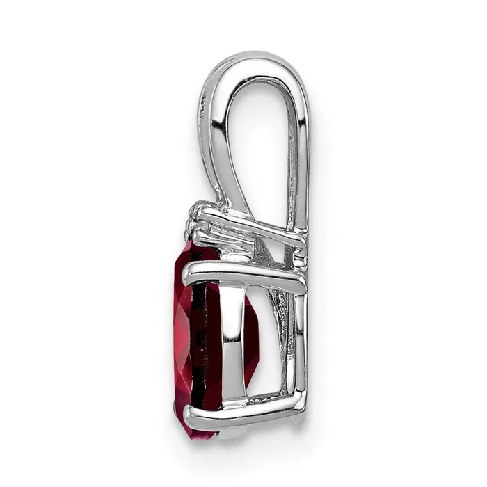 Sterling Silver Rhodium Plated Diamond u0026 Garnet Oval Pendant Goldia Necklaces