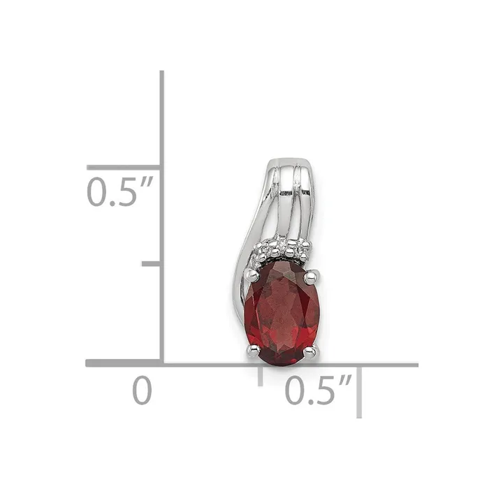 Sterling Silver Rhodium Plated Diamond u0026 Garnet Oval Pendant Goldia Necklaces
