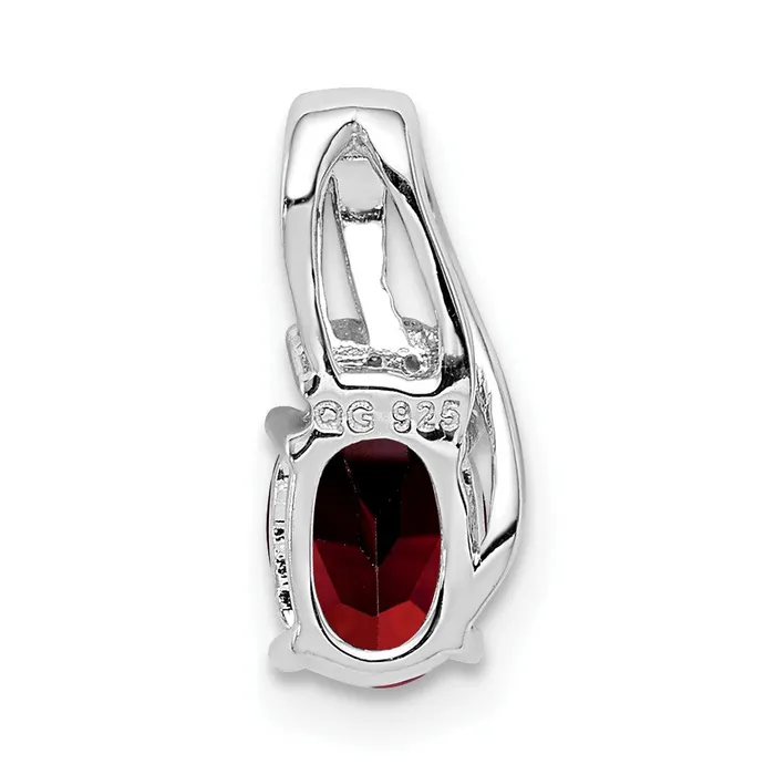 Sterling Silver Rhodium Plated Diamond u0026 Garnet Oval Pendant Goldia Necklaces