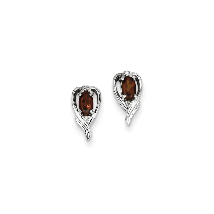 Sterling Silver Rhodium Plated Diamond u0026 Garnet Post Earrings Goldia Earrings Sterling Silver Rhodium Plated Diamond u0026 Garnet Post Earrings Goldia Earrings