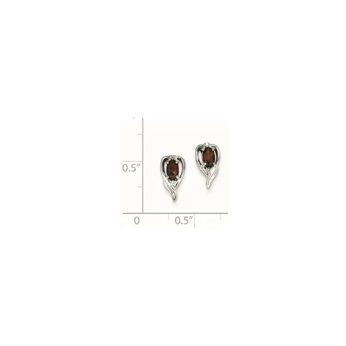 Sterling Silver Rhodium Plated Diamond u0026 Garnet Post Earrings Goldia Earrings