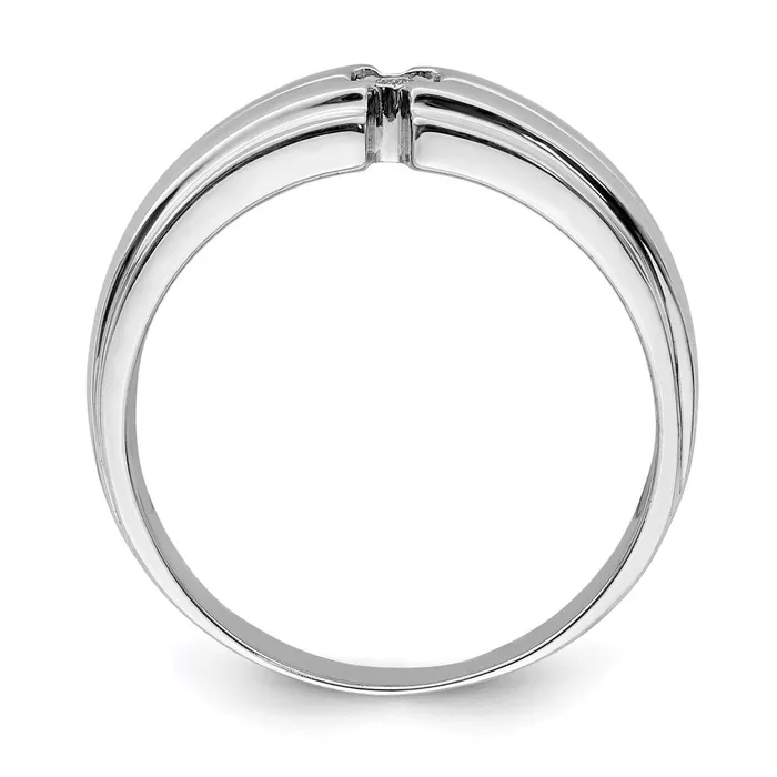 Sterling Silver Rhodium Plated Mens Polished Diamond Ring Goldia Rings