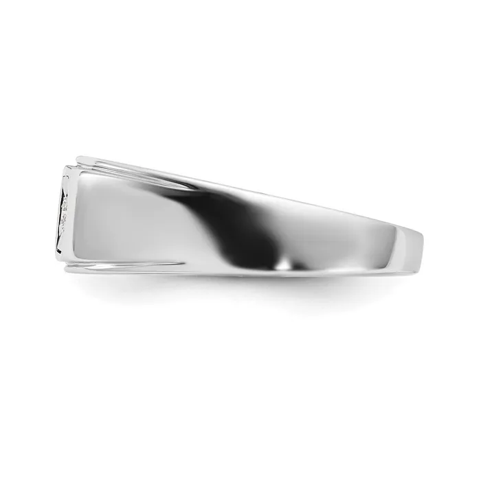Sterling Silver Rhodium Plated Mens Polished Diamond Ring Goldia Rings
