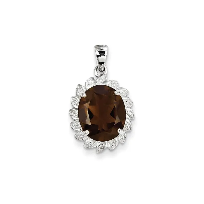 Sterling Silver Rhodium Smoky Quartz u0026 Diamond Pendant Goldia Necklaces Sterling Silver Rhodium Smoky Quartz u0026 Diamond Pendant Goldia Necklaces