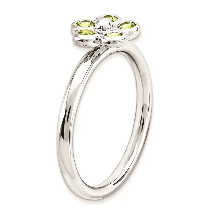 Sterling Silver Stackable Expressions Peridot Flower Ring Goldia Rings